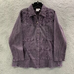 PARSLEY AND SAGE Shirt Womens Medium Button Up Blouse Top Purple
